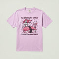 FIVE TIDES APPAREL orchid pink heavyweight cotton t-shirt featuring a mermaid sushi graphic and humorous text.
