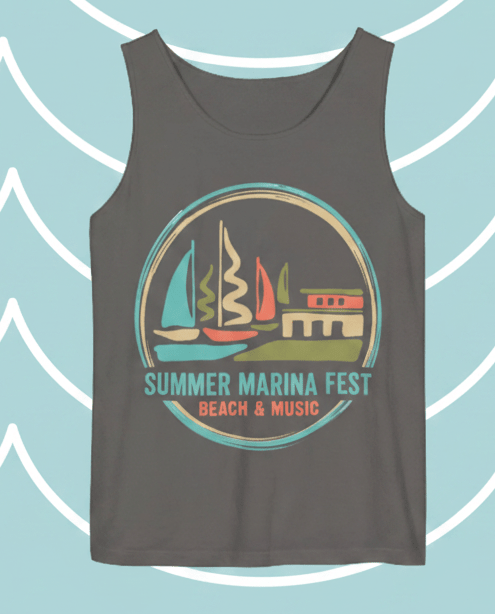 Dark Tank Front - Light Blue Wave BG