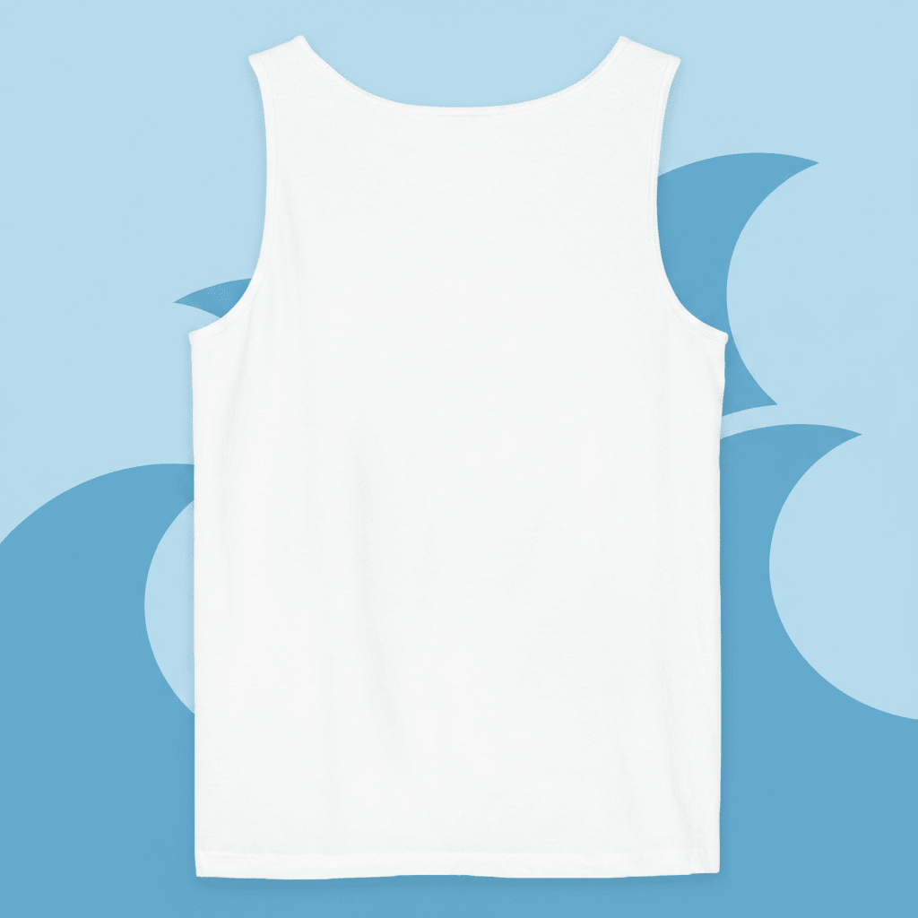 White Tank Back - Light Blue Wave BG