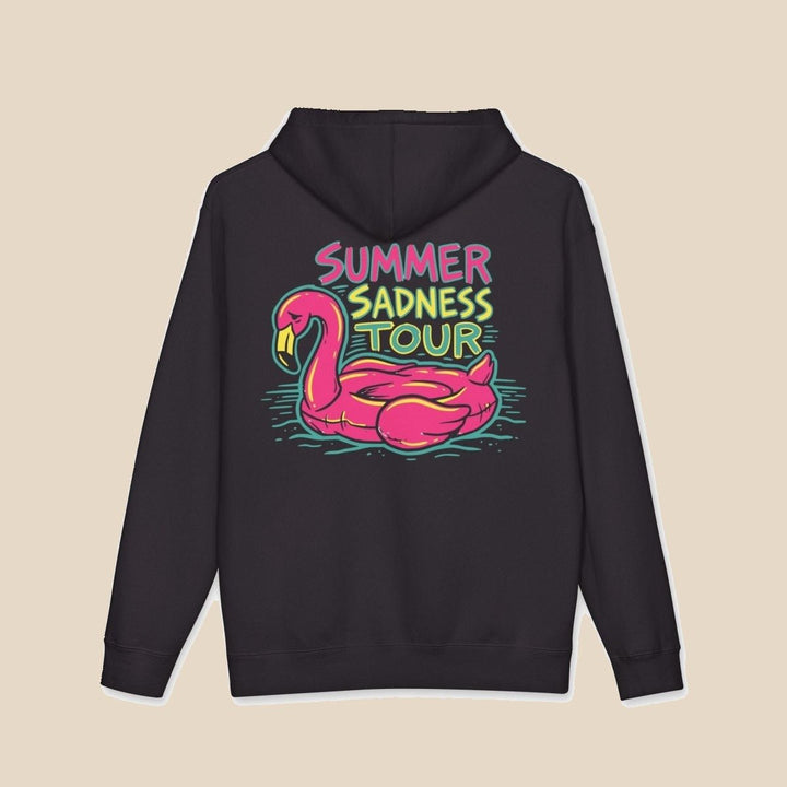 Summer Sadness Tour hoodie — neon palm and flamingo graphic pullover by Five Tides Apparel, view 7 of 10