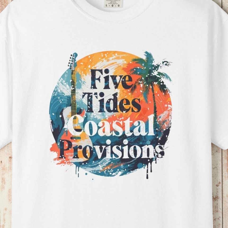 Coastal Vibes Guitar Graphic T-Shirt - Summer Casual Cotton Tee