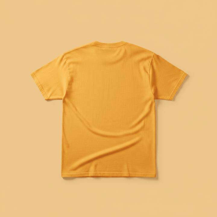 Surf Club Tee in Citrus — plain back, warm sand studio background