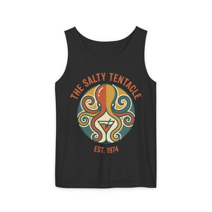 The Salty Tentacle Tank | Garment-Dyed Vintage Octopus Graphic Tank Top - FIVE TIDES APPAREL