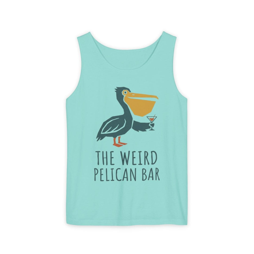 The Weird Pelican Bar Tank | Garment-Dyed Retro Graphic Tank Top - FIVE TIDES APPAREL