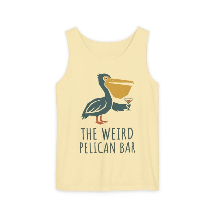 The Weird Pelican Bar Tank | Garment-Dyed Retro Graphic Tank Top - FIVE TIDES APPAREL