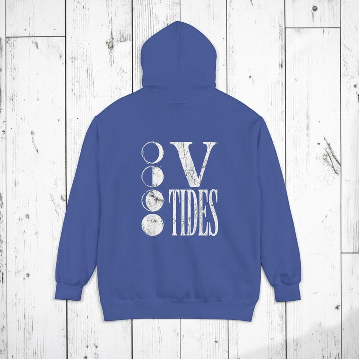 Blue hoodie with &