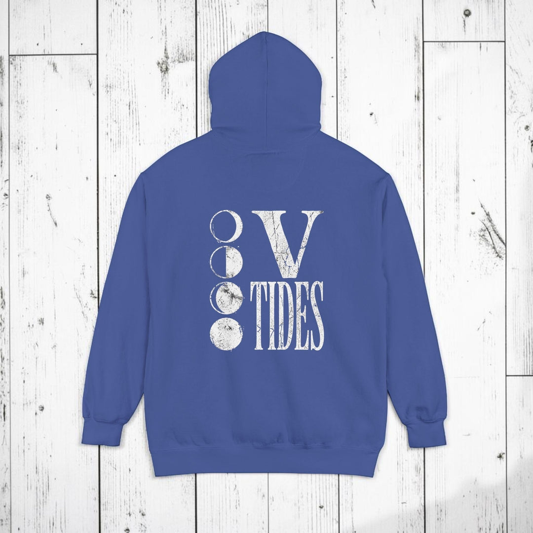 Blue hoodie with &