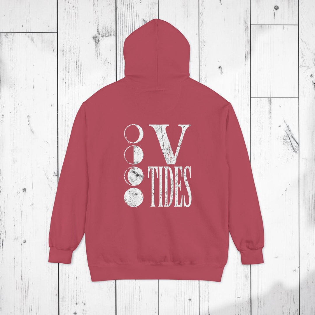 Red hoodie with &
