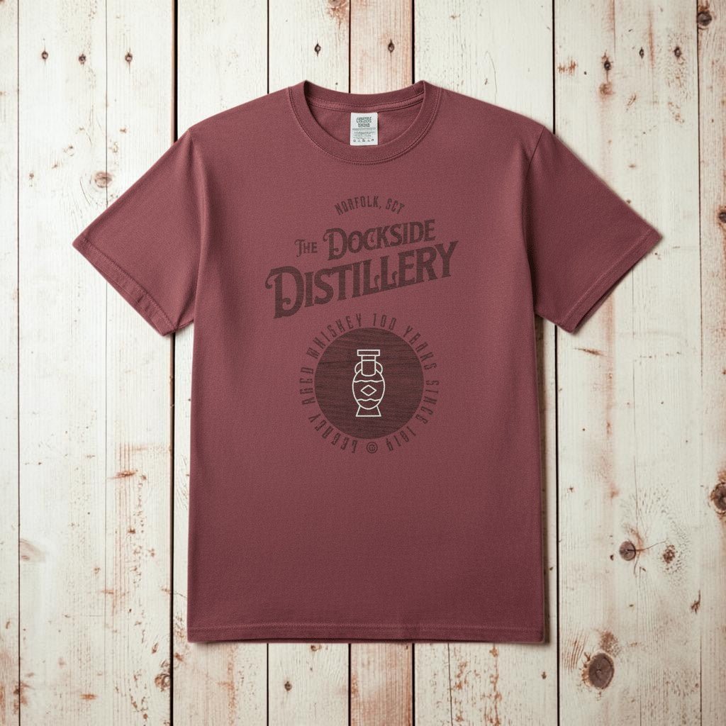 Vintage Dockside Distillery 100 Years Graphic Tee — Brick on Colorful Driftwood