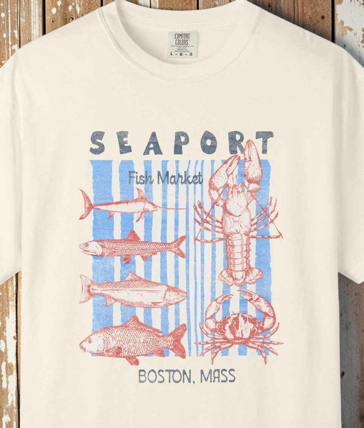 Vintage Seaport Graphic T-Shirt, 100% Ring-Spun Garment-Dyed Cotton