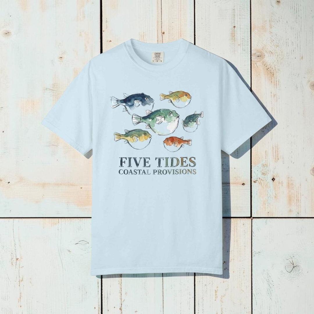 Five Tides Coastal Provisions Puffer Fish Graphic T‑Shirt - Nautical Summer Beachwear