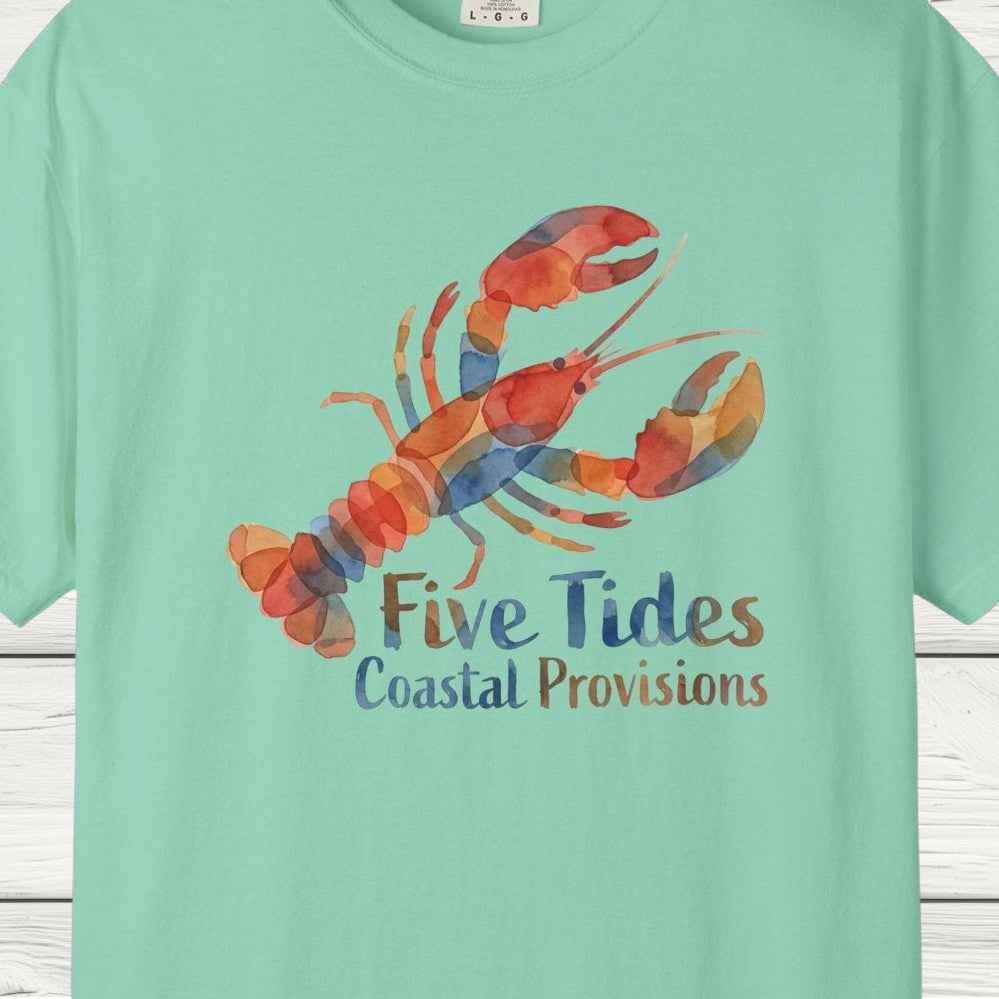 Lobster Coastal Watercolor Tee - Five Tides Coastal Provisions Nautical Graphic T-Shirt
